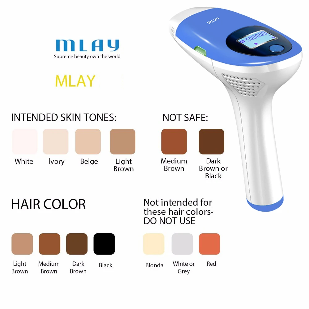 MLAY-dispositivo da remoção do cabelo do laser, laser Epilator do IPL, 500000 tiros, uso home, remoção indolor do cabelo do biquini, T3