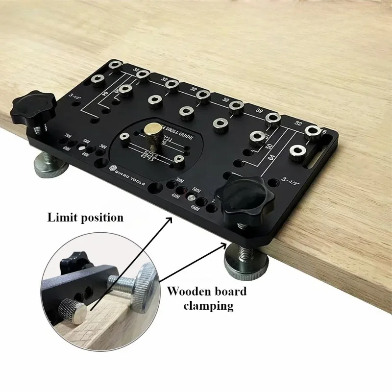 Woodworking Hinge Drilling Tool Set Aluminum Alloy Hinge Drilling Positioning Auxiliary Tool Straight Hole Template Hardware