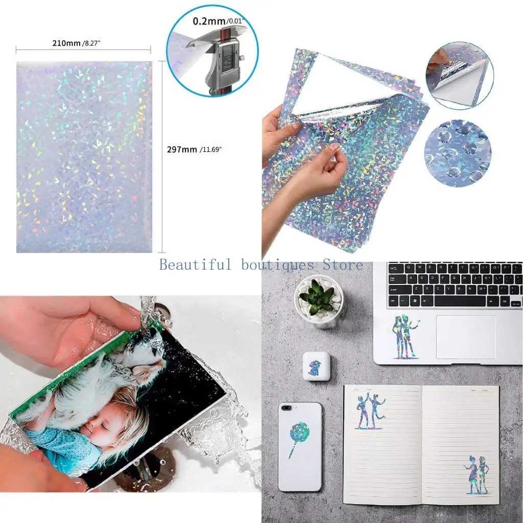 

U4LF Diamond Holographic Vinyl Inkjet Self Adhesive Printing Paper Vinyl A4 Size Self-Adhesive Laminate Waterproof Sticker