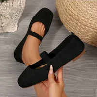 Women Casual Knitted Ballet Flats Shoes 2025 Comfortable Anti-slip Strap Loafers Mary Jane Lightweight Daily Walking Sneakers - Image 3