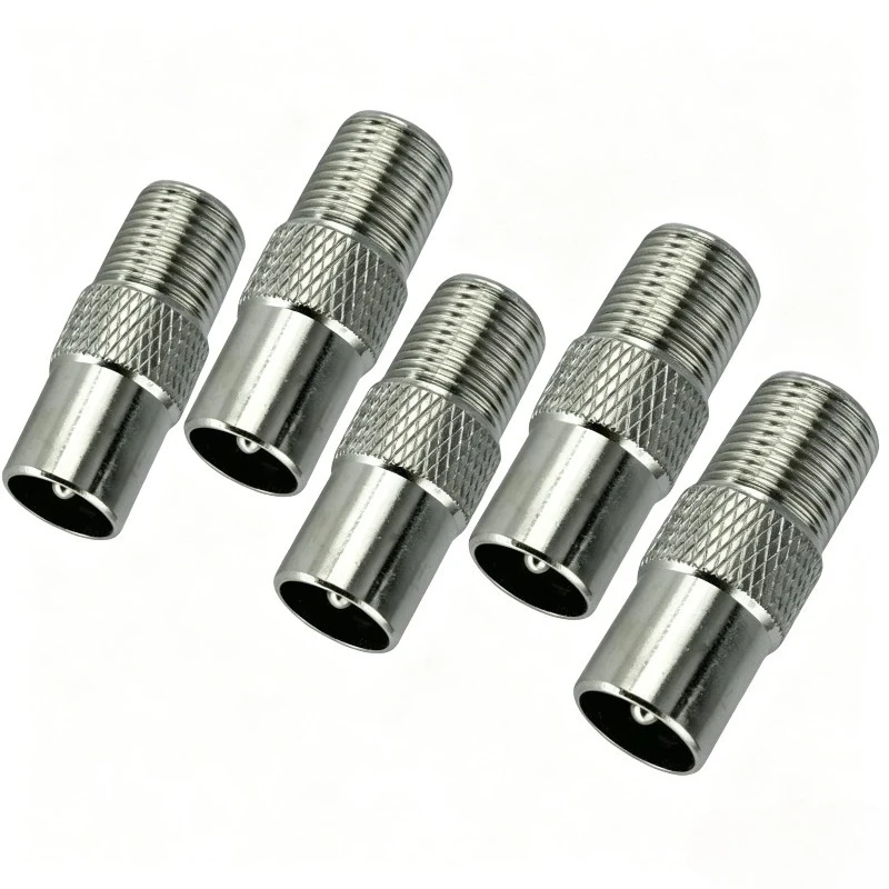 F Female to IEC Male Adapter Quick Plug RF Coaxial Connector F Type to TV PAL Antenna Connector