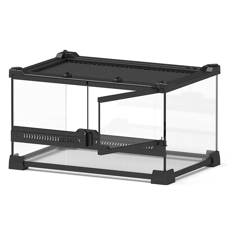 

Steel Protective Glass Breeding Box For Reptiles Double Door Rainforest Landscaping Climbing Pet Lizard
