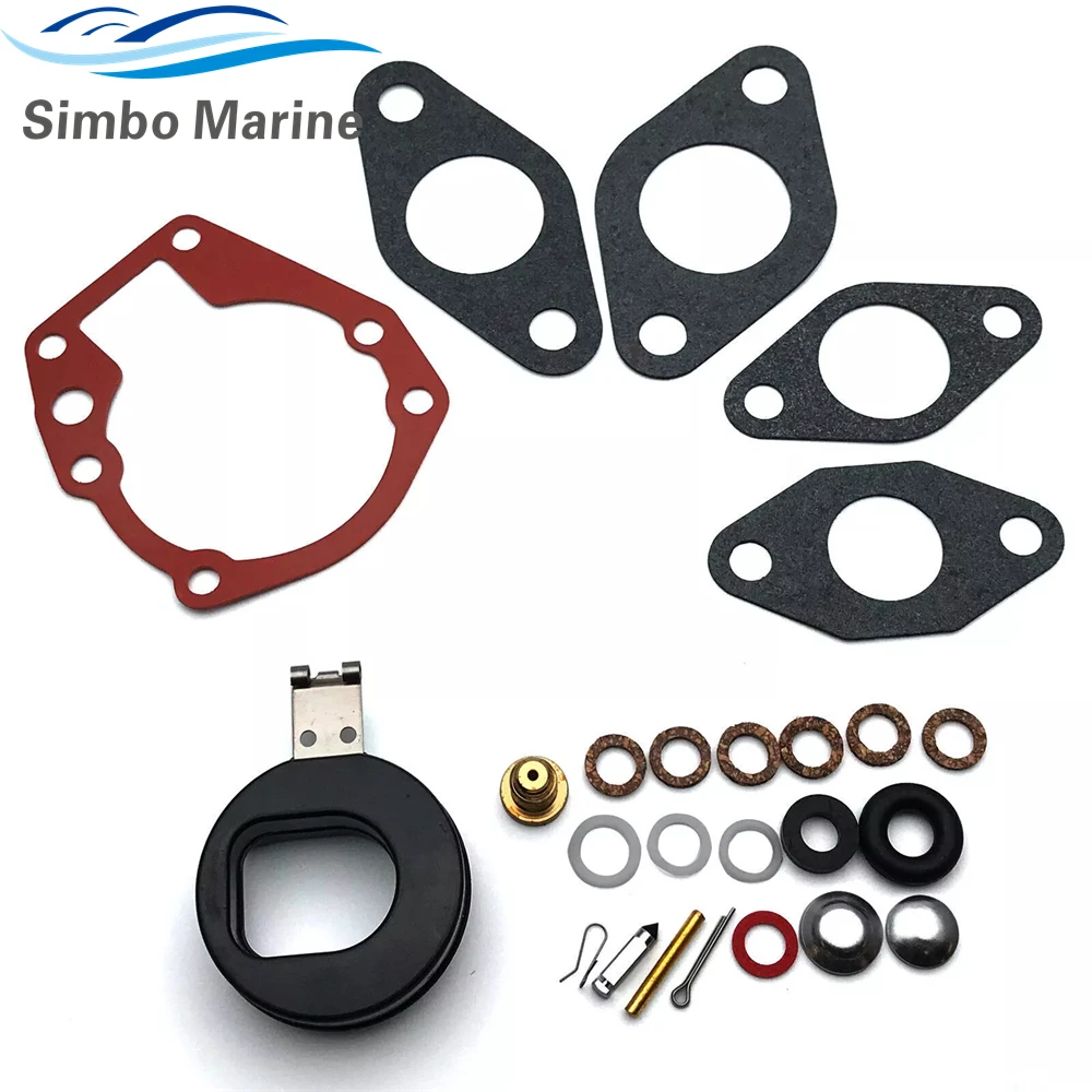 New For Johnson Evinrude 5hp 5.5hp 6hp 7.5hp 10hp 15hp Carburetor Kit w/ Float 382048  383052  383067  398532  439071 image 5