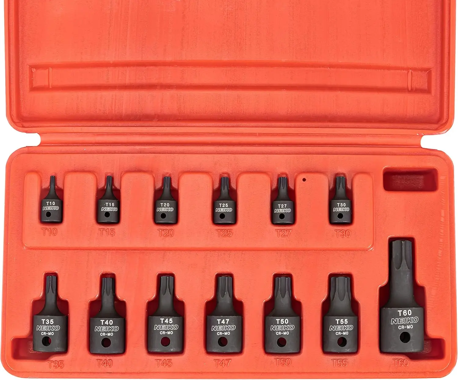 

Impact Torx Bit Socket Set, 1/4", 3/8" & 1/2" Drive, 13 Piece Heavy Duty Cr-Mo Steel Sockets T10-T60 for Auto & Motorcycle