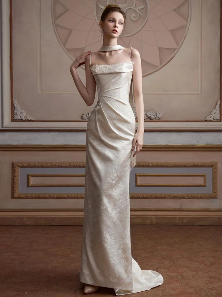 

Ele Bridal ower Dr Luxury Off-oulder Gown for Engagement Wedding Banquet High Ne Long Skirt Gown with Belt