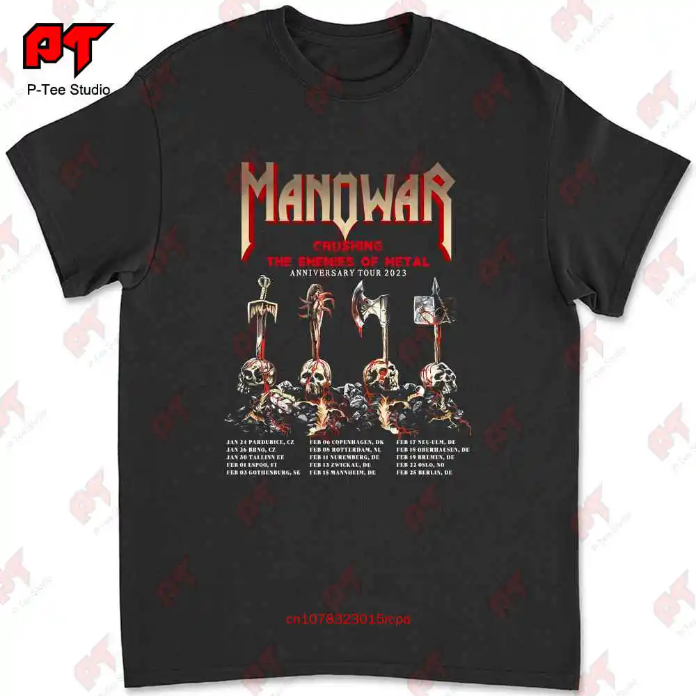 Manowar Anniversary Tour 2023 T Shirt Black Fullsize S 5Xl UMQE