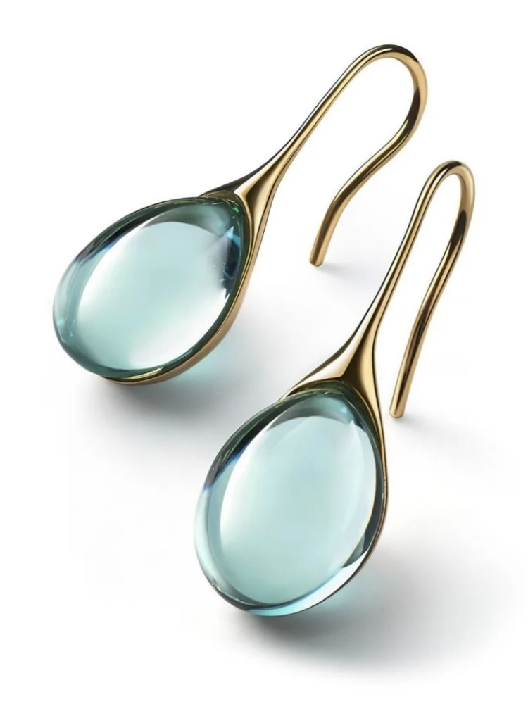 Trendy Crystal Earrings Gold Color Inlay Natural Stone Hook Dangle Earrings for Women Wedding Engagement Jewelry Custom Jewelry