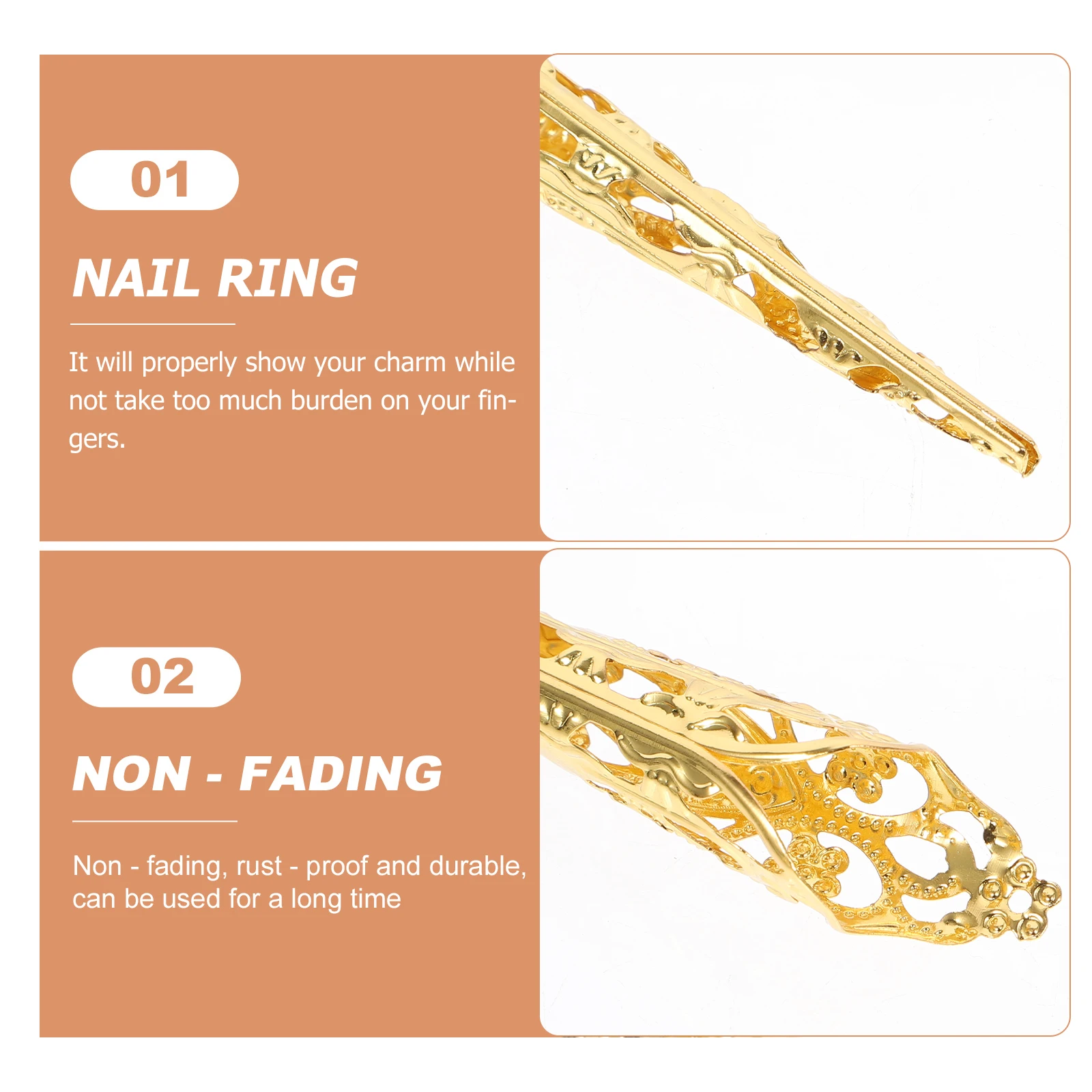 

10Pcs Hollow Alloy Metal Finger Claw Rings Fingertip Nail Covers Cosplay Belly Dance Costume Accessories Fake Nail Fingers