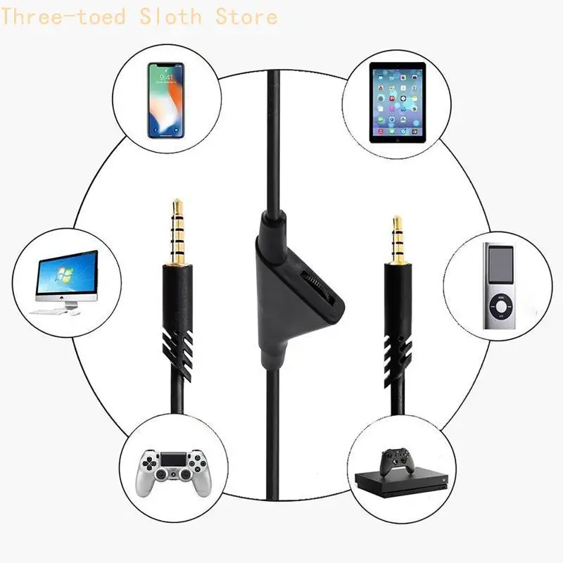 سلك امتداد كابل سماعة الرأس مع التحكم في مستوى مستوى البكم ينطبق على A10 A40 A40TR Gaming Headsets E74A