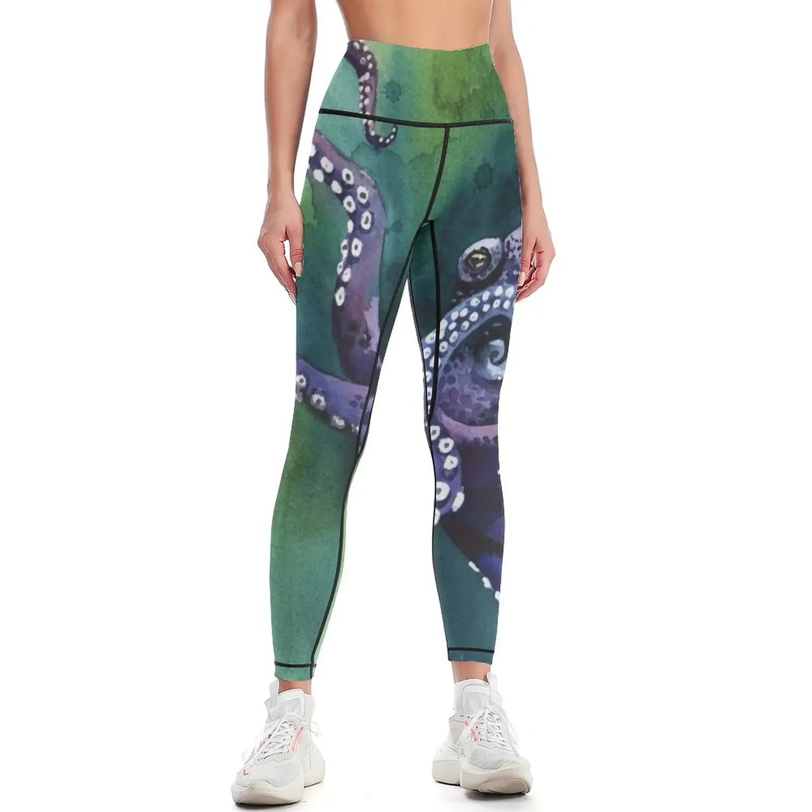 

Purple Octopus Floats Peacefully Leggings push up fitness Women's fitness Fitness's gym clothes gym's clothing Womens Leggings