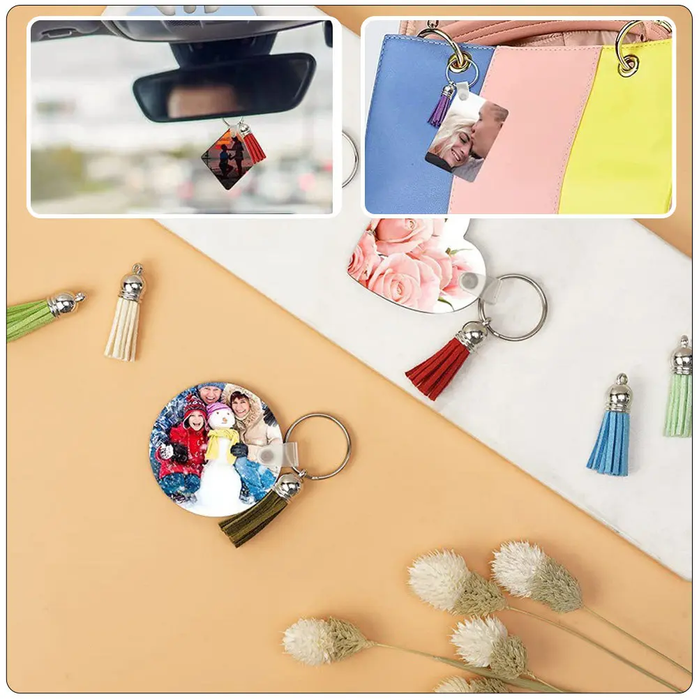 

1 набор заготовок для сублимационных брелоков, двусторонние, для печати, для термопереноса, кольца для ключей, подвески для рукоделия, декоративные бирки, сувениры