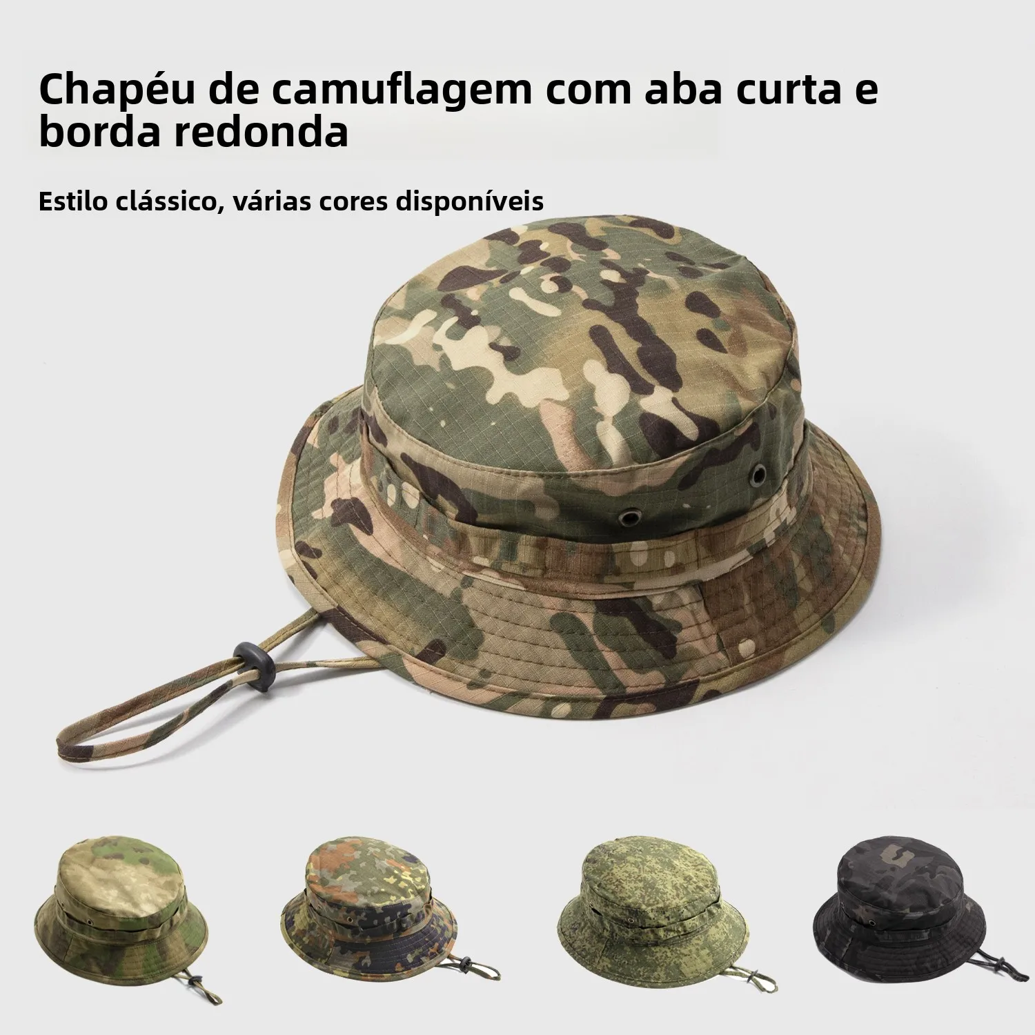 Boné de Pesca Camuflado Respirável com Aba Curta, Boné de Verão para Atividades ao Ar Livre, Proteção Solar Unissex para Mont...
