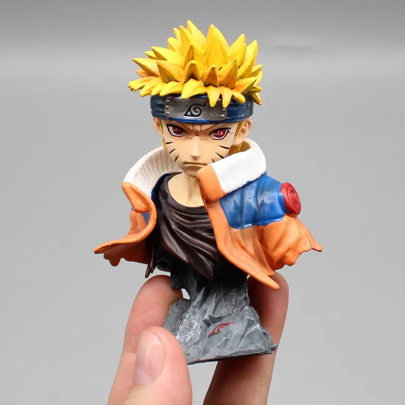 10cm Japanese Anime Seventh Naruto Uzumaki Action Figure GK Wood Leaf Ninja Uzumaki Statue Bust Ninja Model PVC Collection Toys