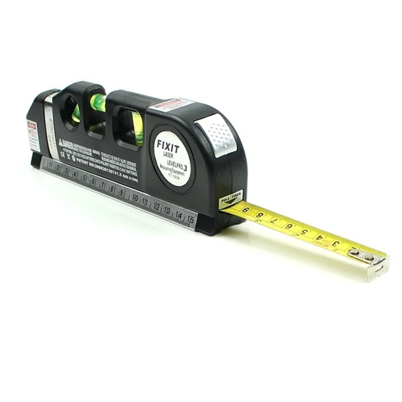 Home Multi-function High Precise Laser Leveling Instrument Steel Ruler Straight Line Laser Level Aligner Vertical Measure Tape