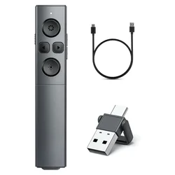 2-In-1 USB Type C Presentation Clicker, Rechargeable Wireless Presenter Remote, Clicker for PowerPoint Presentations