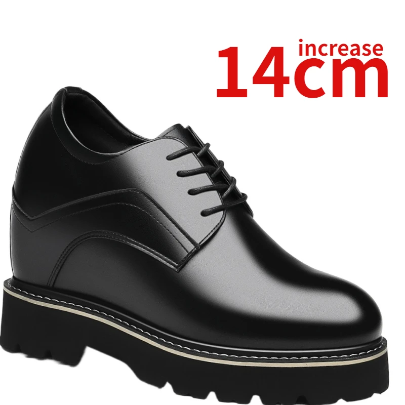 Derby for Men's Dress Shoes Increased 14cm Wedding Leather Shoes Ultra-high Heels Business Host Stage Height-enhancing Shoes Man