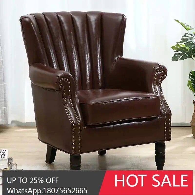 MJY American Style Single Velvet Retro Striped Lazy Chair Home Sofa Chair