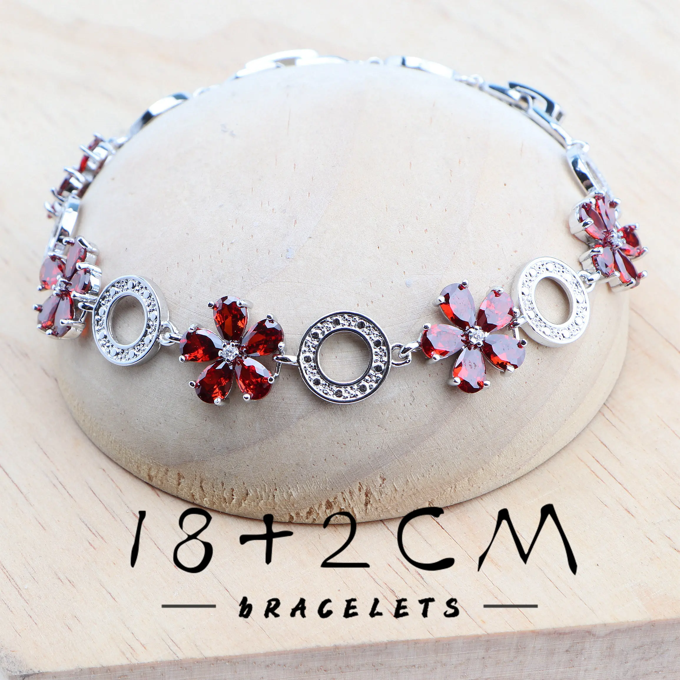 925 Sterling Silver Jewelry Sets Earrings Rings Pendant Necklace Red Zirconia Bridal Bracelets For Women Wedding Set Jewelry