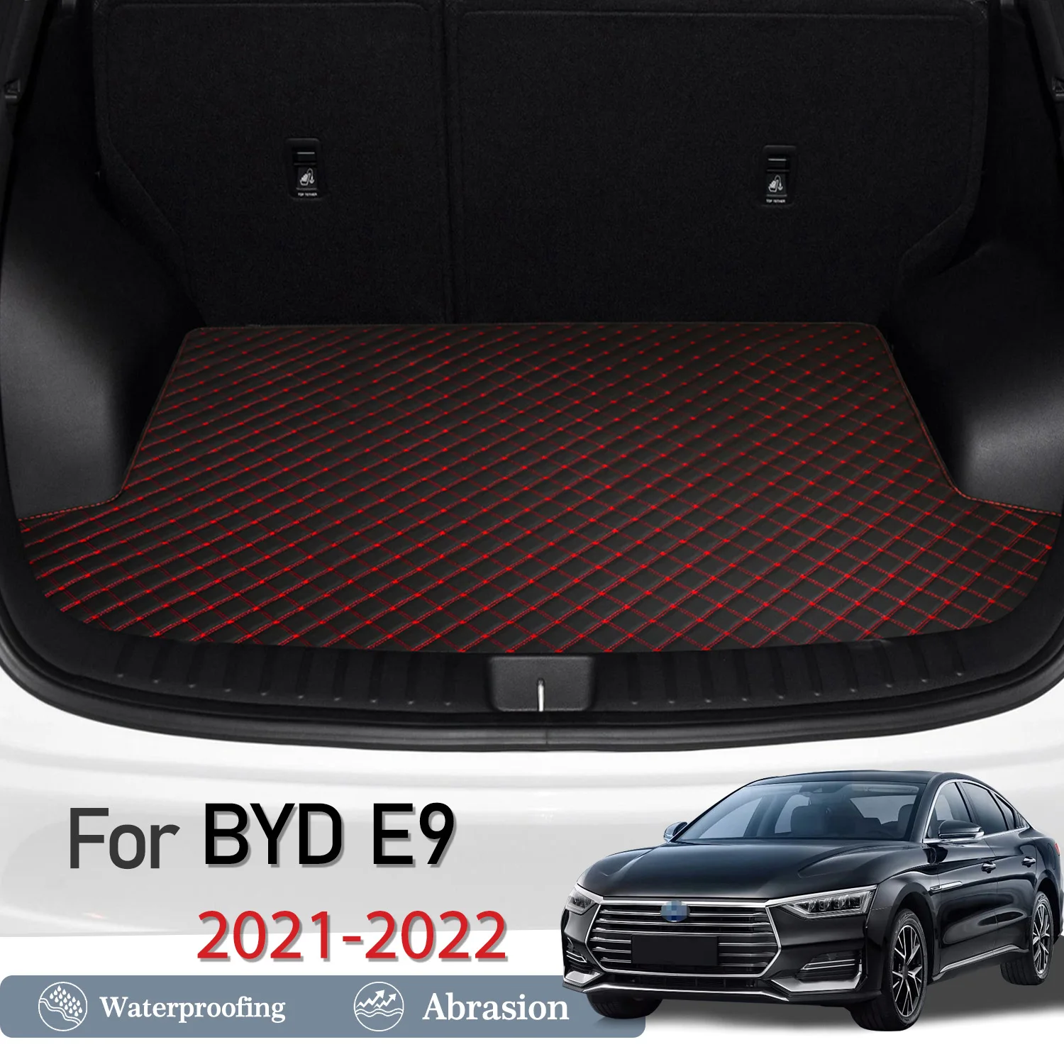 

New Artificial Leather Car Trunk Mat Rear Trunk Cargo Protective Mat Car Interior Accessories For BYD E9 2021-2022