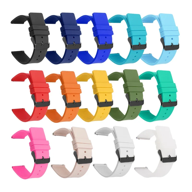 Bracelet à dégagement rapide 12 14mm 16mm 18mm 20mm 22mm 24mm, en caoutchouc souple et Silicone, accessoires universels pour Seiko et Huawei