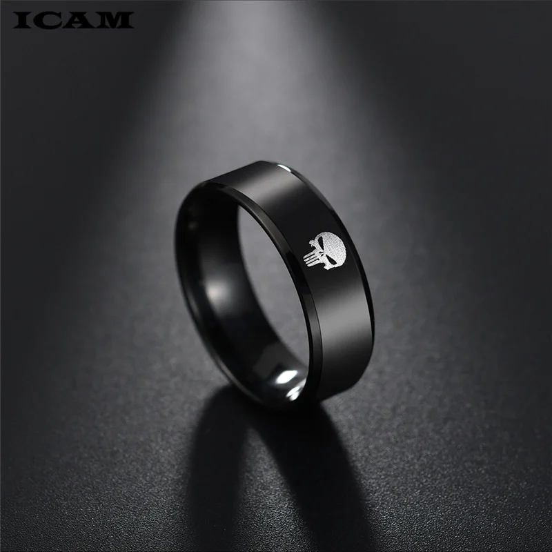 ICAM Stainless Steel Men Rings Skull Devil Punk Rock Hip Hop Jewelry Creativity Gift For Biker Male Boyfriend