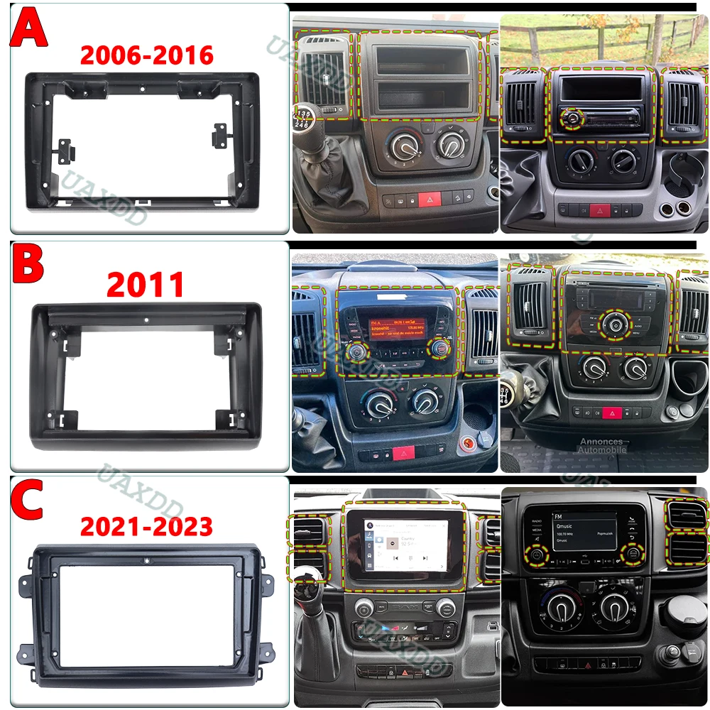 For 2006-2021 FIAT DUCATO 9inch 2 Din Car Android frame panel fascia harness adapter player multimedia dashboard decoder canbus