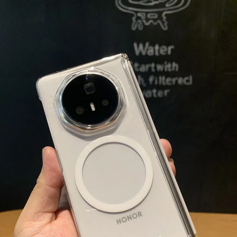 حافظة لهاتف هواوي هونور ماجيك V5 شفافة مغناطيسية للشحن اللاسلكي غطاء خلفي واقٍ لهاتف هونور ماجيك V5 V3 VS3 Shell