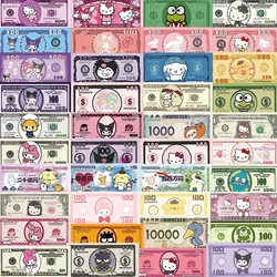 10/30/50PCS Sanrio Paper Money Kawaii Hello Kitty Kuromi Anime Stickers Aesthetic Decorative Stationery Laptop Cute Kid Sticker