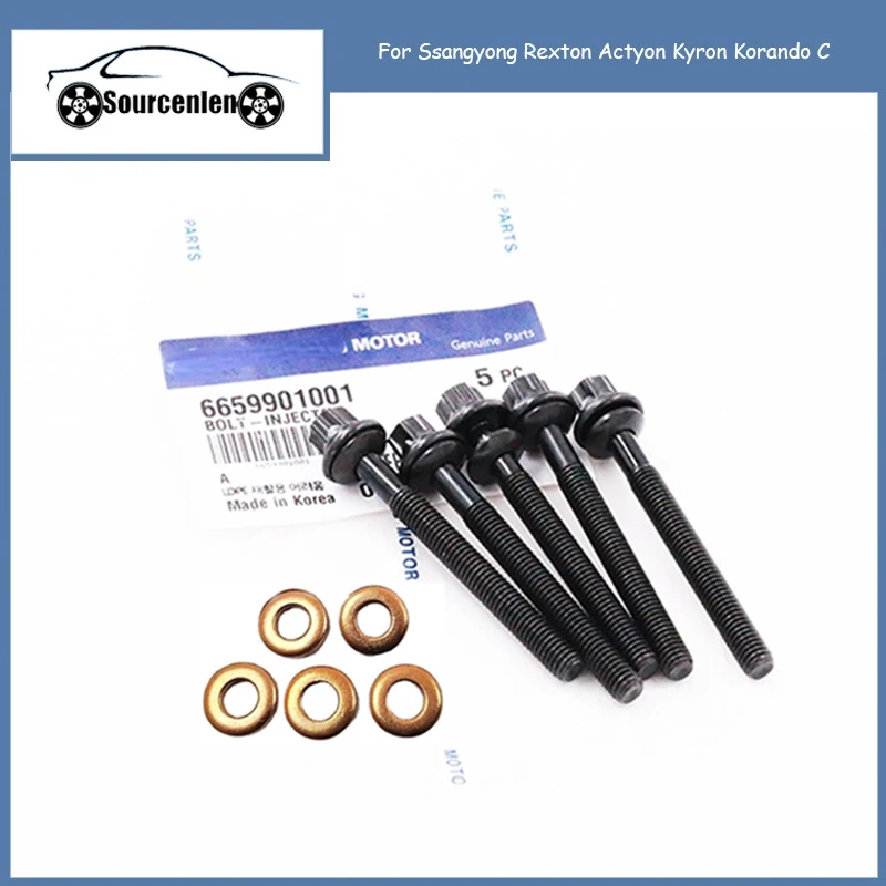 GENUINE FOR SSANGYONG ACTYON SPORTS 100 2.0 L TD FUEL INJECTOR BOLTS + WASHER SET OEM 6650170060 6659901001