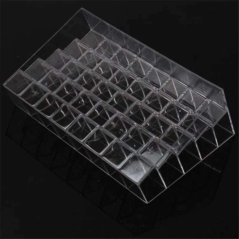 24/40 Lattice Trapezoid Plastic Transparent Makeup Display Rack High Quality Lipstick Stand Rack Cosmetic Organizer Holder Box