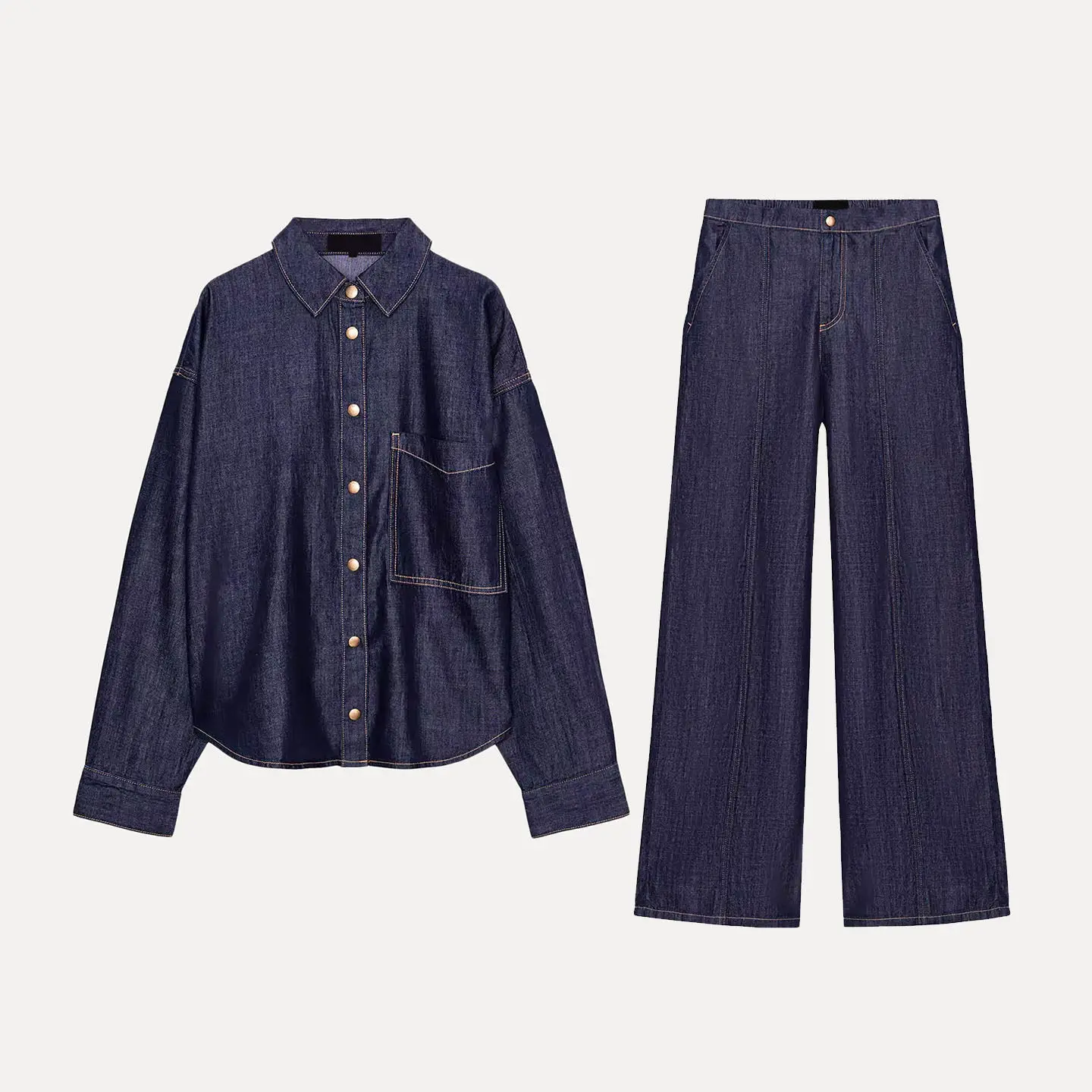 

Весенний комплект 2026: женские джинсы с высокой талией и широкими штанинами, модный повседневный наряд от бренда Z