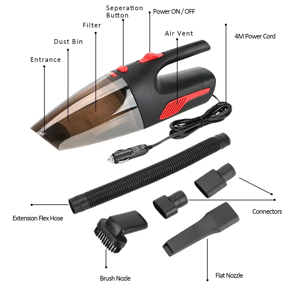 120W 12V 5000PA przenośna ręczna odkurzacz samochodowy Super ssanie mokry/suchy podwójnego zastosowania do odkurzacza samochodowego sprzęt gospodarstwa domowego 2023