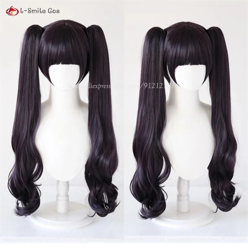 Anime Sakura Tomoyo Daidouji Cosplay Wig Long Purple Black Double Ponytail Style Wigs Heat Resistant Synthetic Hair + Wig Cap