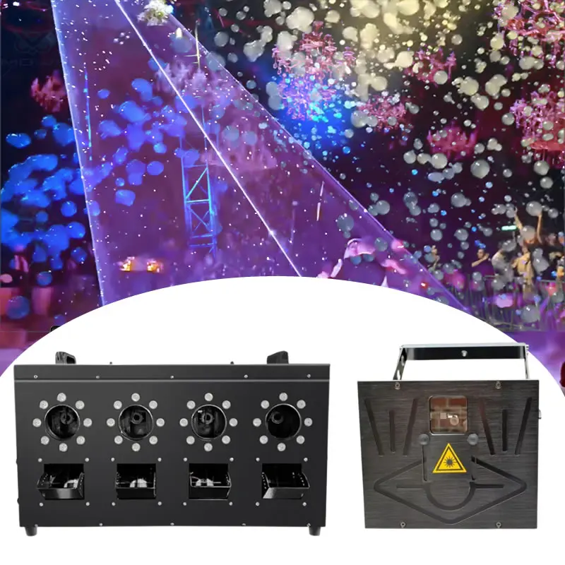 

10W Wedding Laser Light RGB Animation DJ Laser Show Lighting 3000W LED Smoke Bubble Machine 4 Holes for DJ Disco Marriage Party