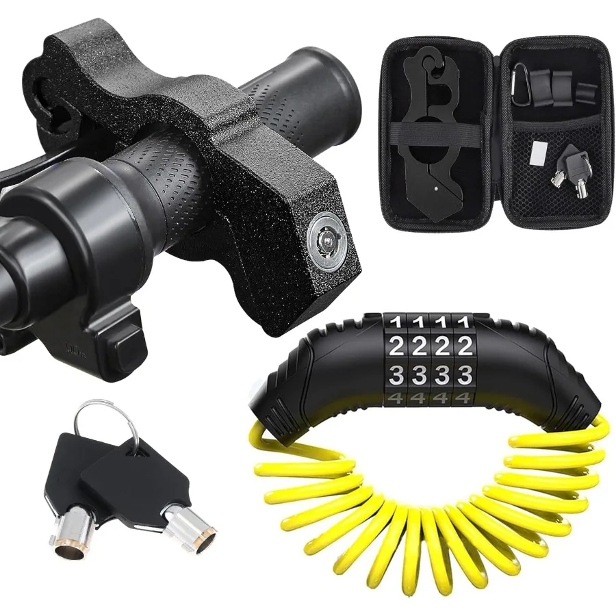 

2 Pack Motorcycle Anti Theft Lock with Heavy Duty Handlebar Lever Grip and Front Brake Security System Includes Storage Bag for