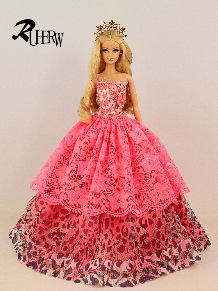 RUHERW 2026 New Rose red half lace Dress For 11.5 in-ch Female super model doll Fashion Double layered lace coat 1/6 doll clothing accessories