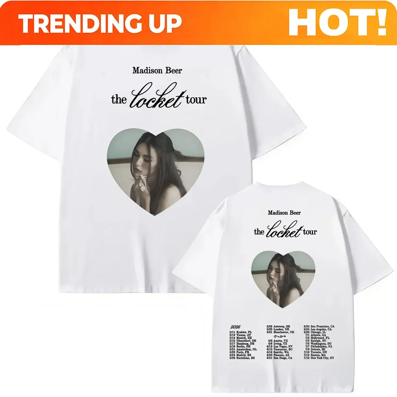 Customization Shirt Madison Beer The Locket Tour 2026 Merch T-shirt Fashion Pop Music Short Sleeve T Shirts Men Women Casual Loo