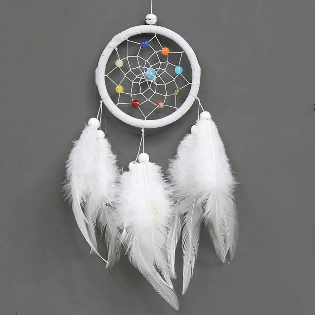Atrapasueños colgante de plumas para el hogar y el coche, adorno artesanal para decoración de pared y dormitorio, regalo, 1 unidad