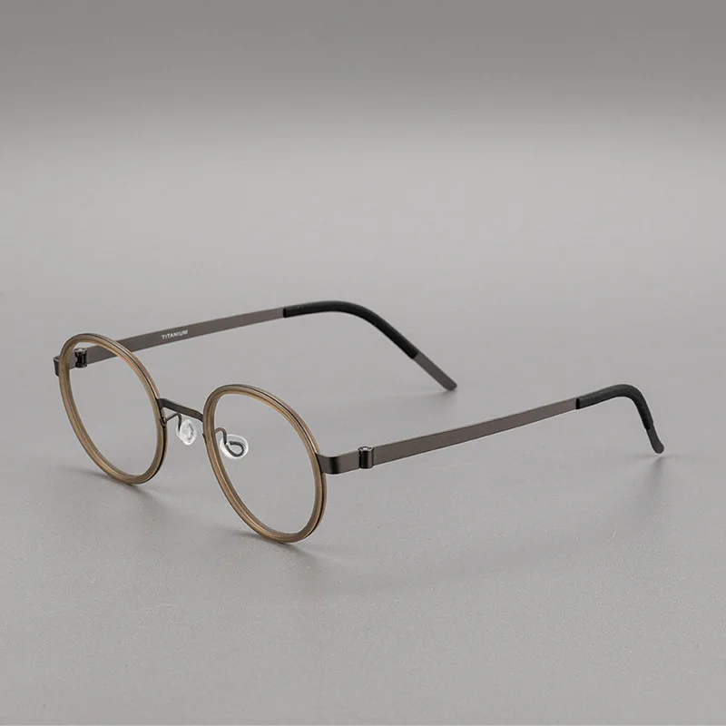 Ultra Light Circular Screw Free Pure Titanium Myopia Lens Frame with Anti Blue Light and Minimalist Design Men's Glasses Frame