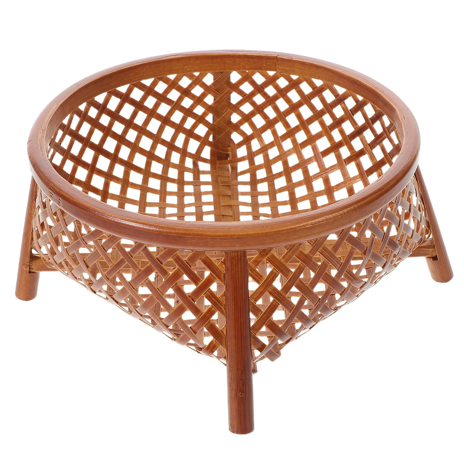 

Bamboo Fruit Basket 5.5x2.6in Round Snack Storage Container Handwoven Kitchen Countertop Organizer Vintage Bread Serving Basket