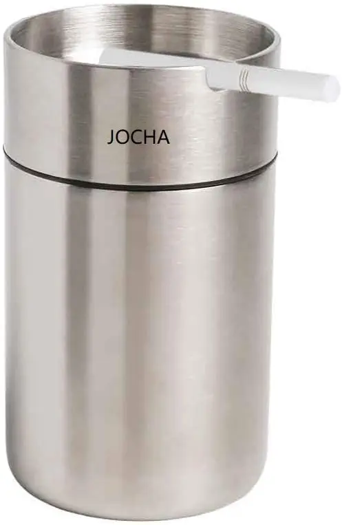 

Stainless Steel Smokeless Car Ashtray with Lid, Windproof & Detachable for Cup Holder, Home Office Use