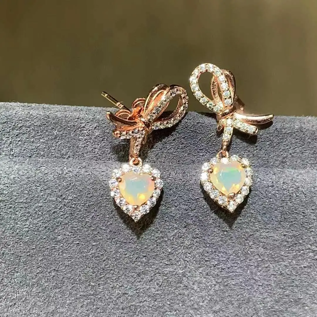 

Лучший подарок на годовщину, серьги с натуральным настоящим опалом, женские серьги из стерлингового серебра 925 пробы