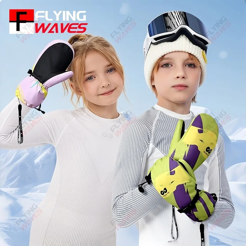 

Kids Ski Mittens Gloves 3M Thinsulate Thickened Anti-Slip Windproof Touch Screen Winter Snow Motorcycle Children Sports Gloves