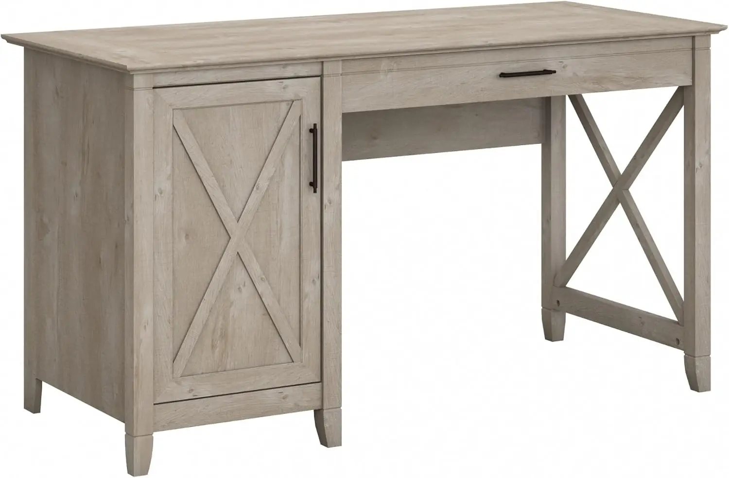 

Computer Desk with Storage Farmhouse PC Table for Home Office in Washed Gray 54W x 24D Small Computer Desk for Small Spaces