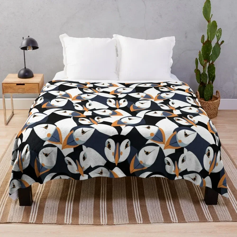 Puffins with orange beaks Throw Blanket Sleeping Bag heavy to sleep Camping Blankets