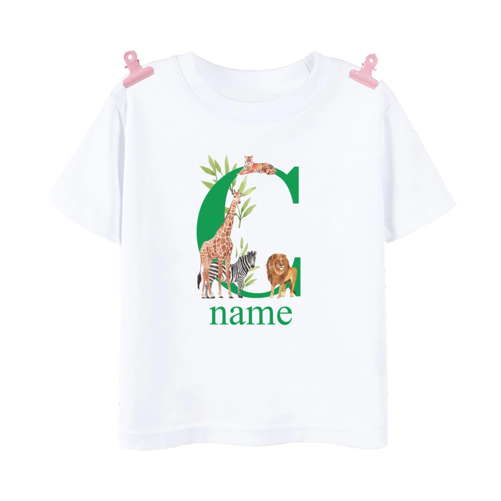 Camisa de aniversário personalizada com nome para meninos, Wild Birthday Party Tee Shirts, Animal Print Roupas, Kdis Tops, Safari, Inicial