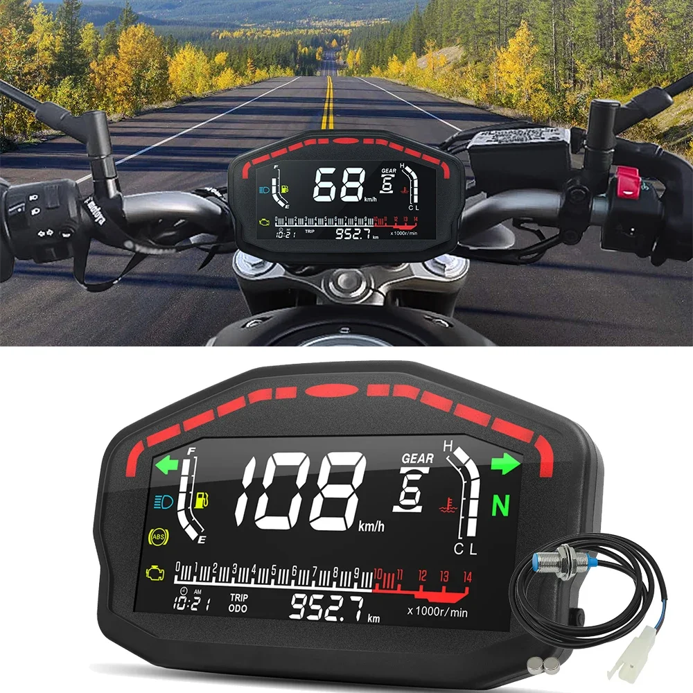 Universal LCD Speedometer Odometer LCD Speedometer Motorcycle Digital Dash Panel for Honda for Kawasaki for Suzuki 2/4 Cylinder