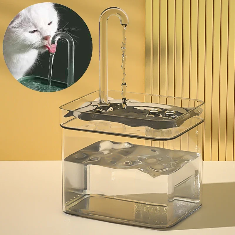 

Cats Water FountainTransparent Automatic Cat Water Dispenser USB Electric 1.5L Mute Recirculate Filtering Drinker