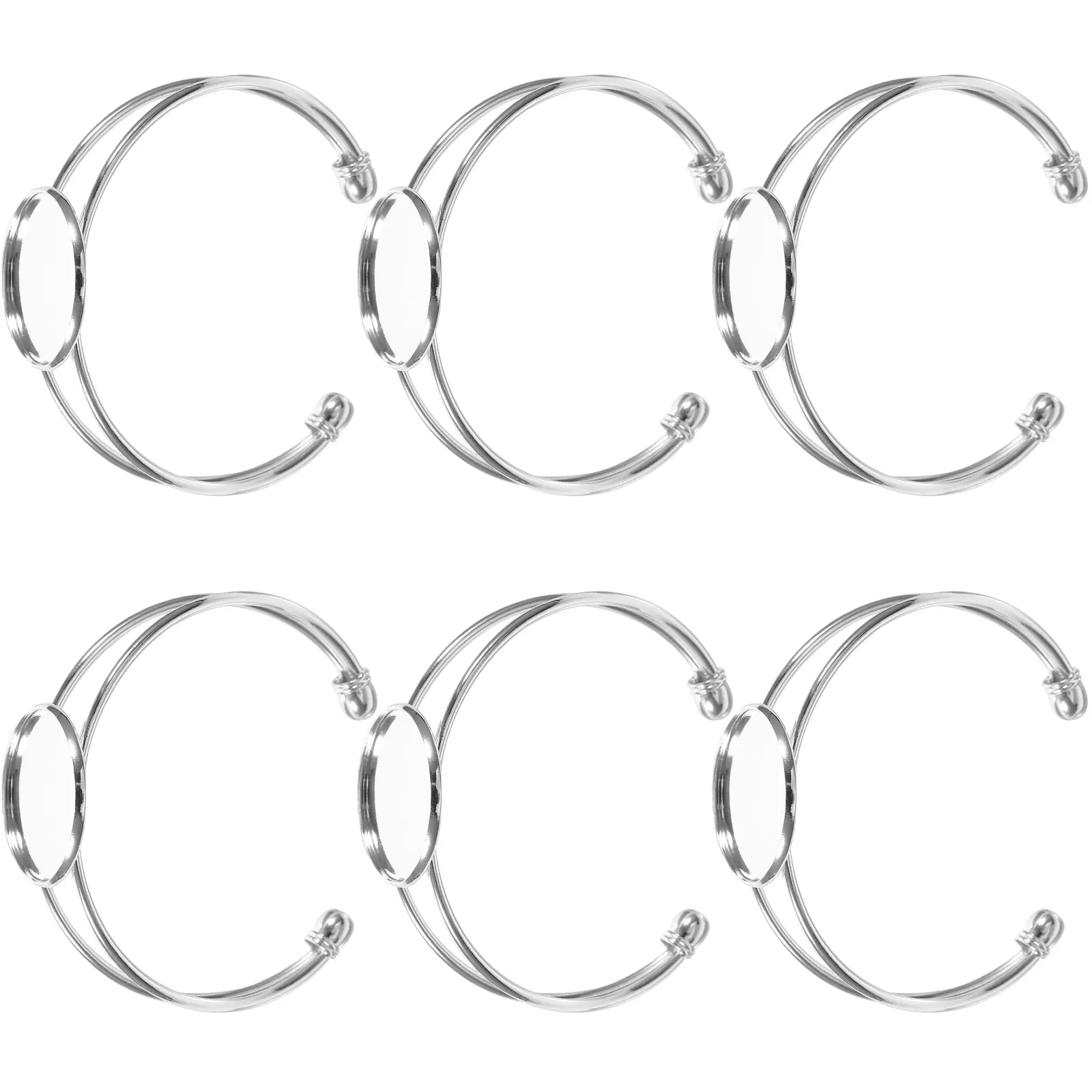 

6 Pcs Bracelet Base Bracket Charms Bezel Braclet Bangle Bracelets Jewelry Making