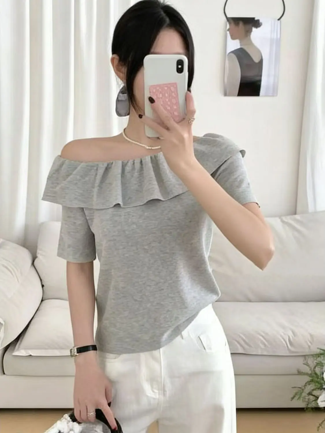 

Модная женская футболка Slim Fit с коротким рукавом, с бантом на плече, в ярких цветах, новинка ранней весны, молодежный стильный топ